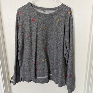 Loft Gray Graphic Sweater Size XL